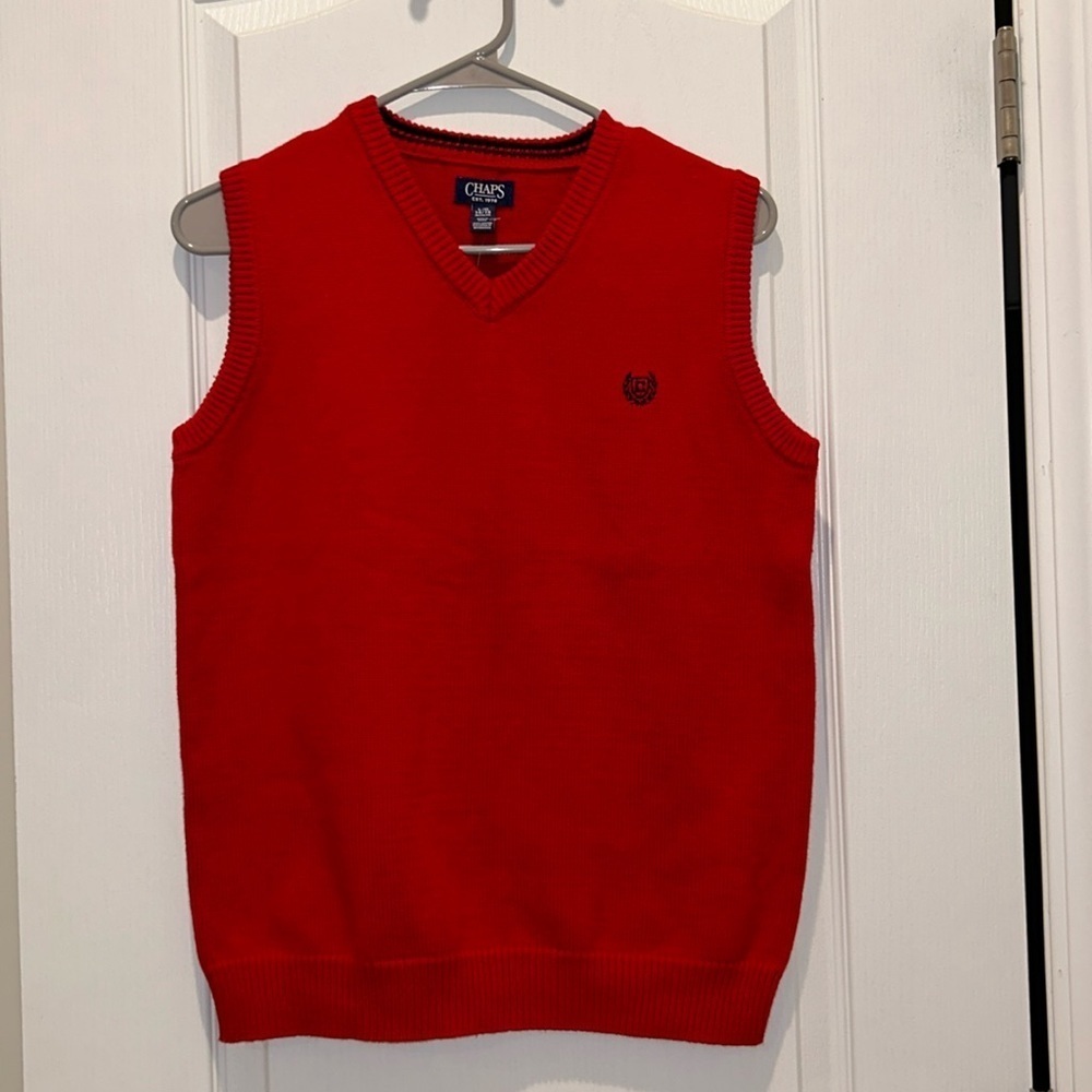 Chaps Boy’s Red Vest, Size Large (14/16), 100% cotton